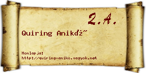 Quiring Anikó névjegykártya